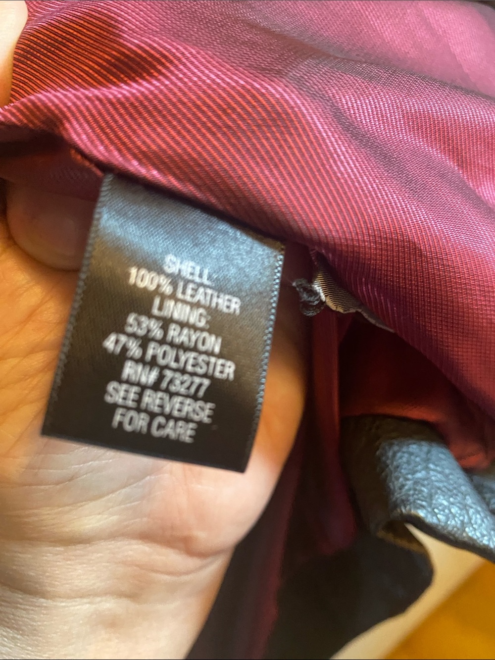 croft & barrow Black Leather Jacket with Burgundy Lining - Picture 3 of 5